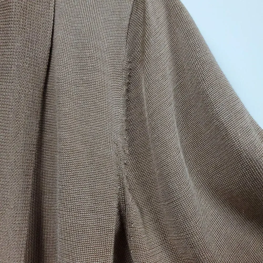 Ellen Tracy Cropped Open Front Cardigan Women Size L Tan Golden Brown